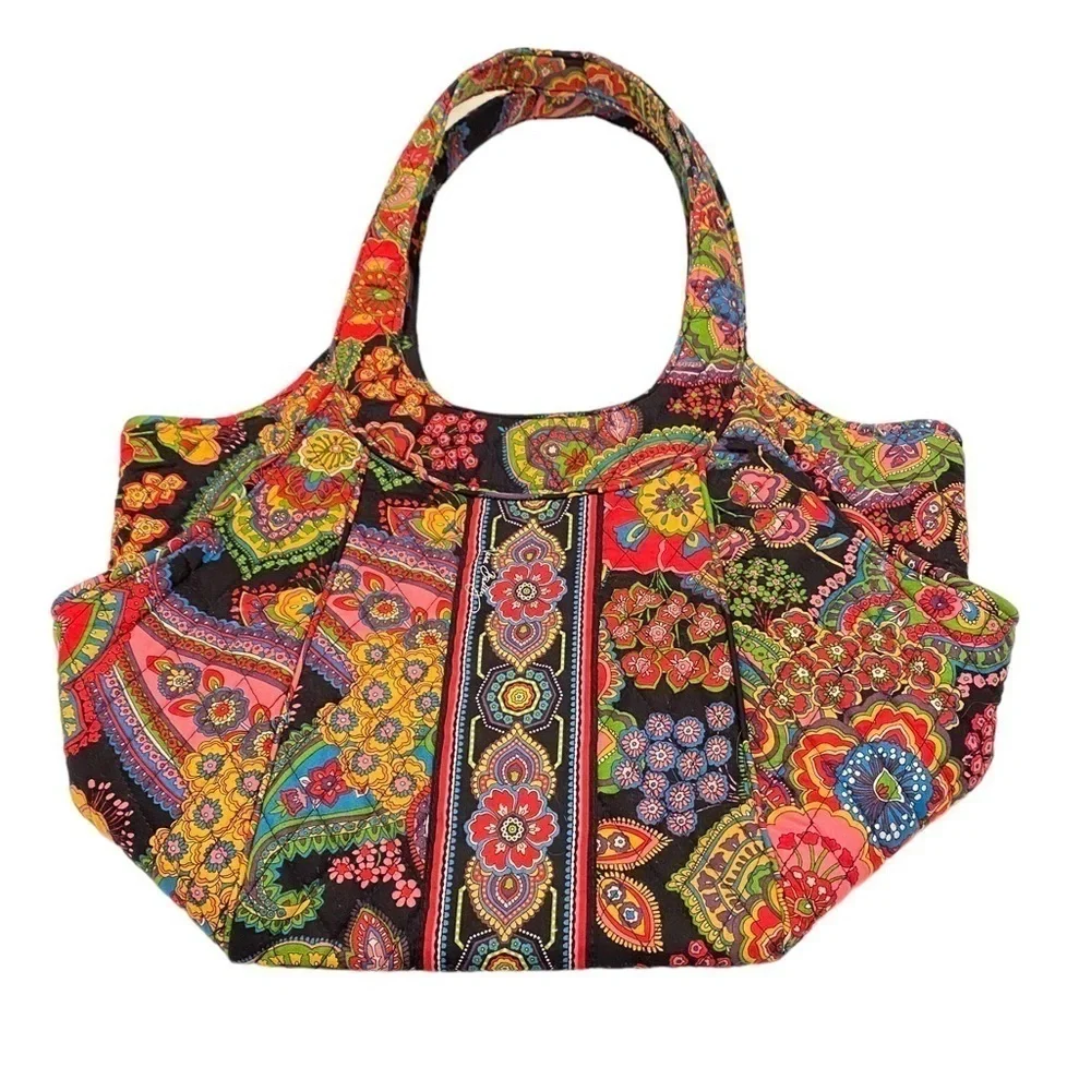 Vera Bradley Symphony In Hue Retired Pattern Gem Multicolor Cotton Hobo Tote Bag